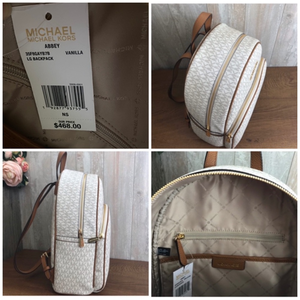 Michael Kors Abbey Large Backpack MiniLogo Vanilla - Picture 7 of 8